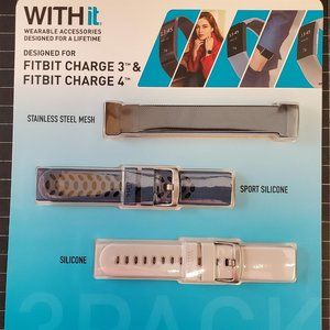 WITHit Replacement Band Compatible with Fitbit Charge 3/4: 3-Pack